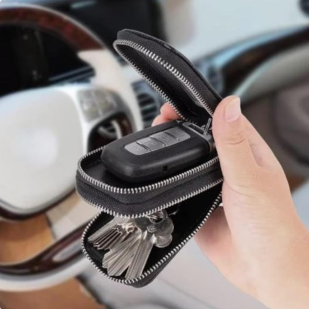 Double-layer Car Key Bag Genuine Leather Keys Wallet Practical Key Case Keychain holder Home