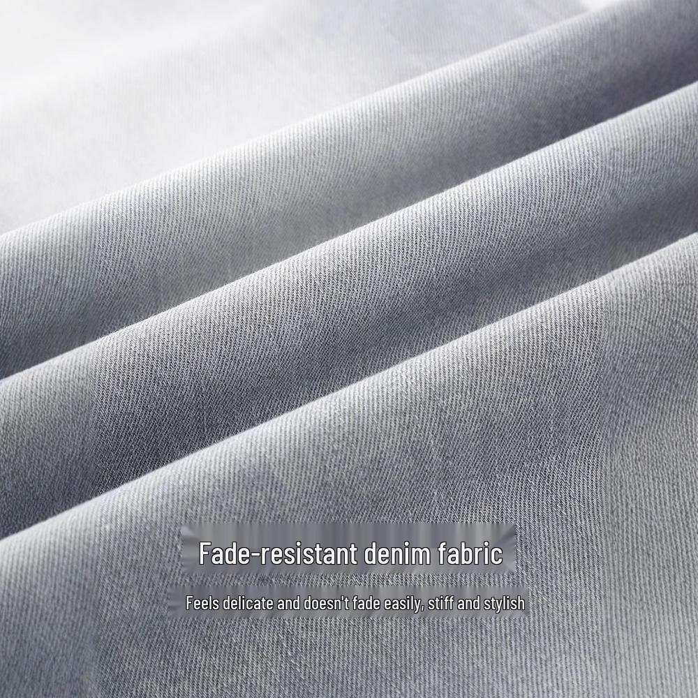Gray High-Waisted Slimming Petite Wide-Leg Jeans for Women, Nine-Point Length, Perfect for Autumn and Spring 2025