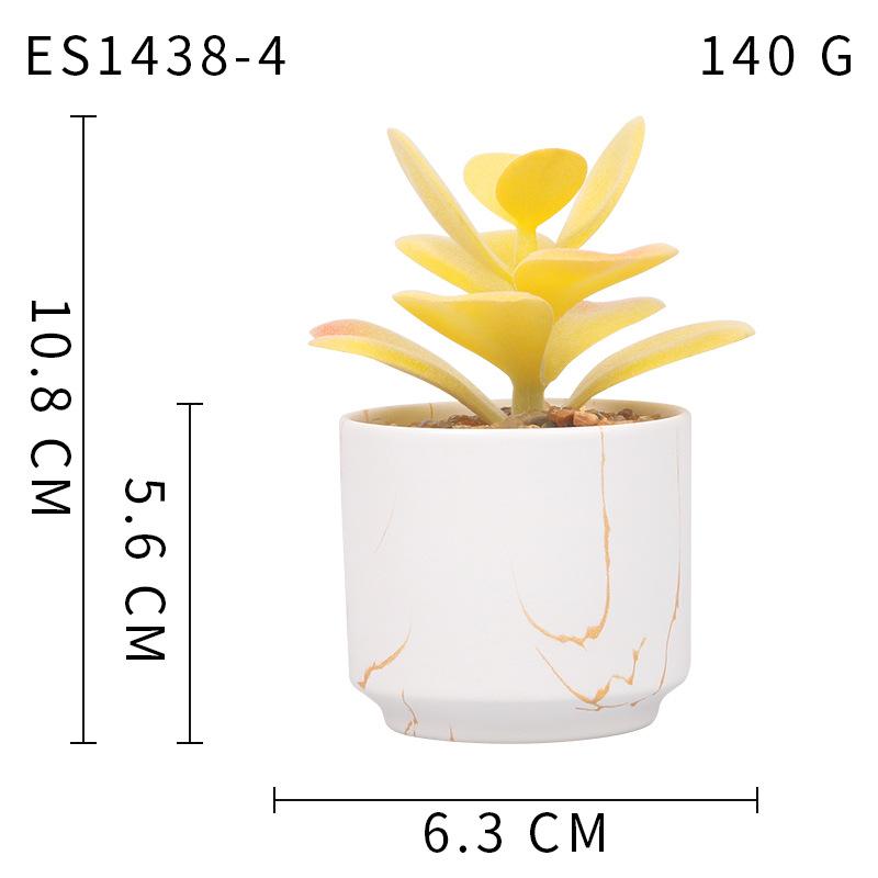 Gold Pattern White Background Ceramic Cup, Simulated Succulent Plant Potted Plant, Mini Potted Plant Office Home Supermarket Decorative Ornament