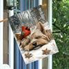 1pc, Winter Yorkshire Terrier Red Bishop And Snowflake - FlagDouble-Sided Garden Flag Courtyard Decoration, Outdoor Decoration, Lawn Decoration, Flag 
