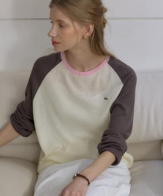 OURHOPE Two-Tone Linen Raglan Knit - Charcoal