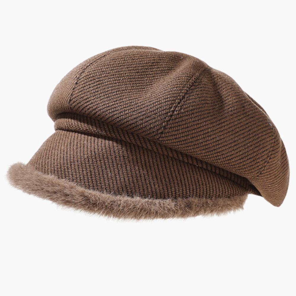 HT4435 Dámské barety Vysoce kvalitní podzimní zimní čepice pro ženy Dámská tlustá kožešinová krempa Osmiboká čepice Dámská umělkyně Malířská baretová čepice