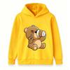 Cartoon Brown Bear Telescope Print Kids Unisex Hooded Sweatshirt Casual Soft Long Sleeve Pullover for Boys Girls