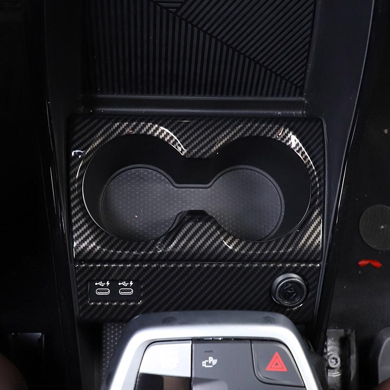 ABS Carbon Fiber/Black For BMW X1 U11 2026+ Car Center Control Water Cup Holder Scratch Resistant Panel Sticker Car Accessories