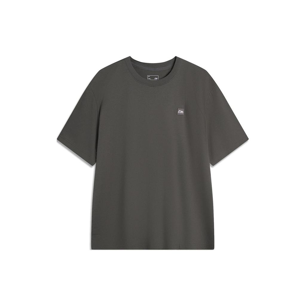 Li-Ning Soft Comfortable Loose Versatile Round Neck Pullover Short Sleeve T-Shirt Unisex Tops Graphite-Grey AHSU743-11