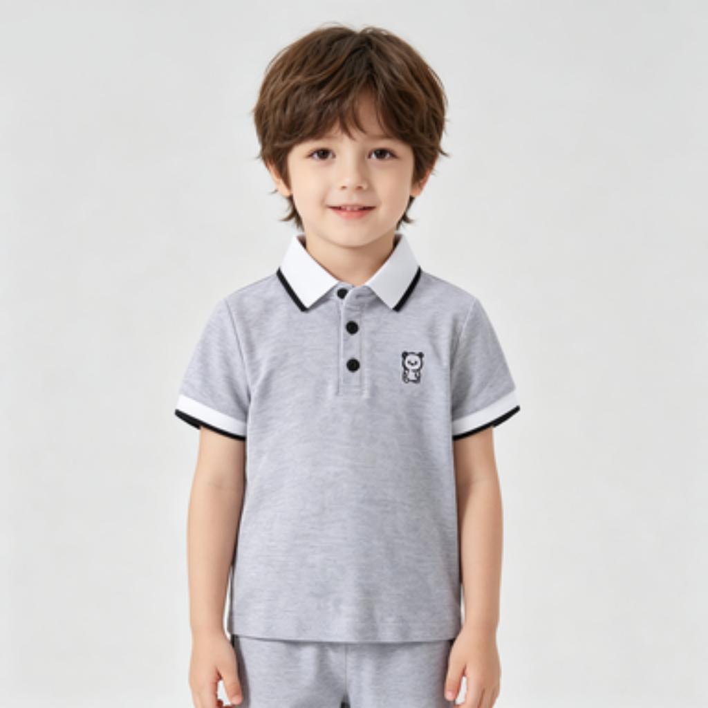 Boys' Short Sleeve Embroidered Top Korean Casual Shirt for Toddlers