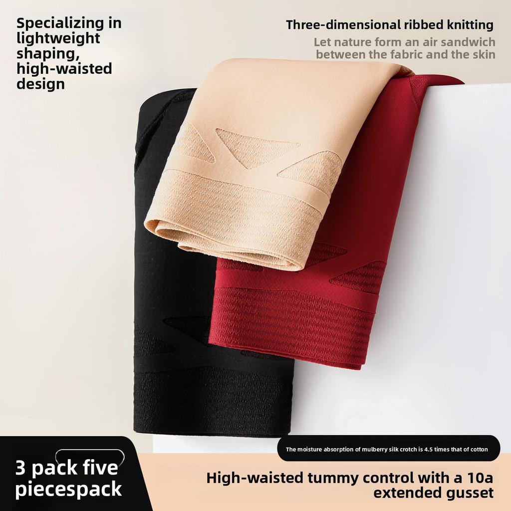Large Size Women Spring and Summer New Anti Bacterial Crotch High Waist Belly Non - Scratch Hip Plastic Triangle Briefs
