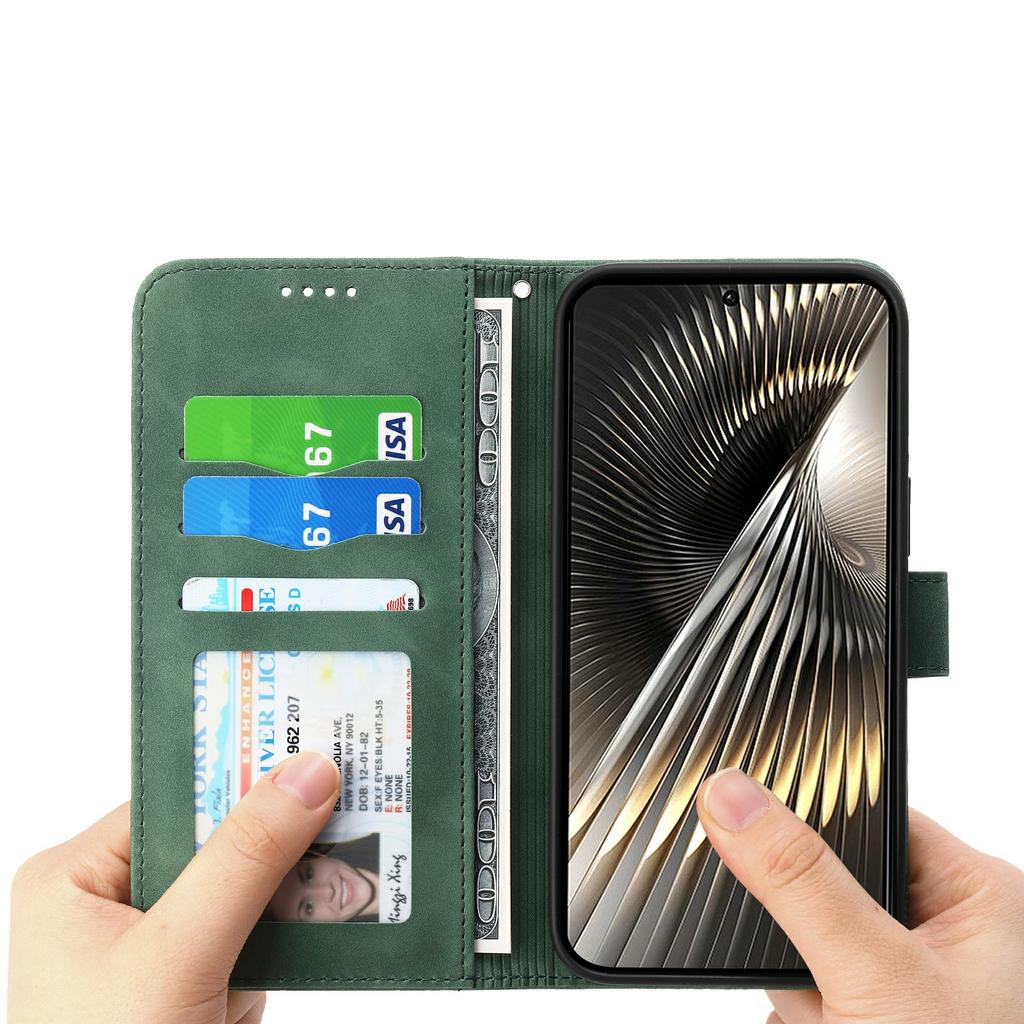 DIERFENG DF-03 For Xiaomi Poco F7 5G/Redmi Turbo 4 Pro 5G Case Lines Imprint Wallet Leather Phone Cover