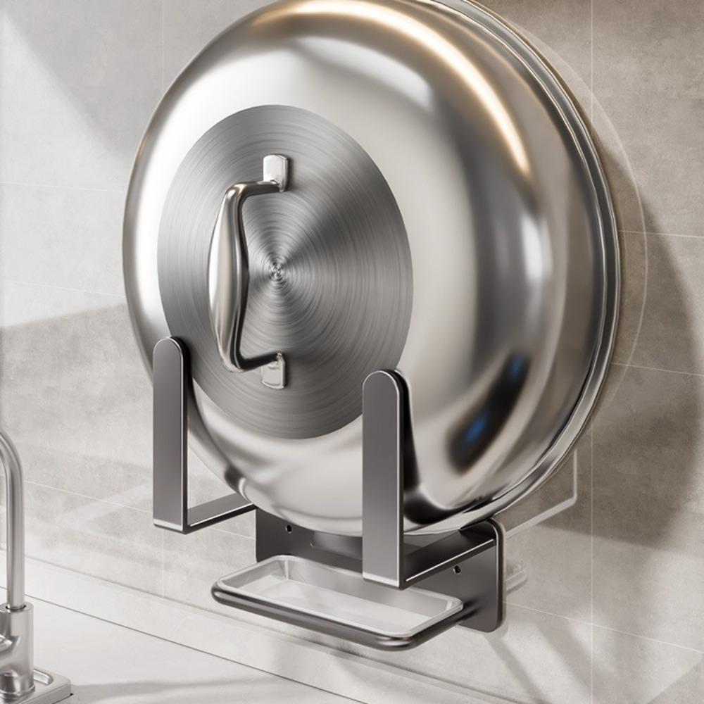 1PC Pot Lid Holder Organizer Rack Wall Mount Pot Lid with Tray Kitchen Cabinet Door Bakeware Pans Trays Storage Rack