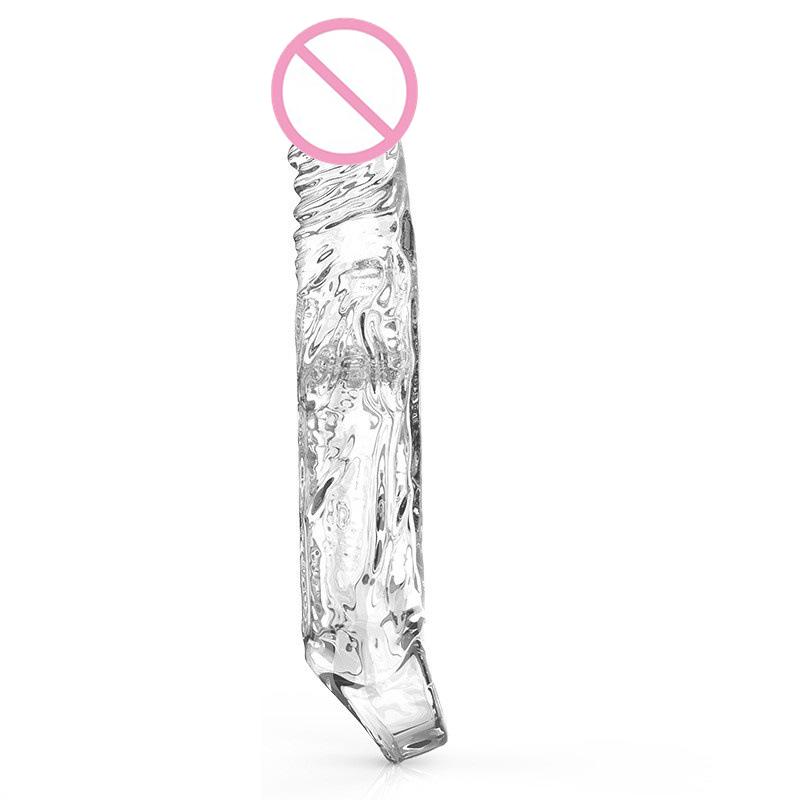 Transparent Penis Extend Sleeve Reusable Condoms Dildo Enhancer Delay Ejaculation Cock Rings Nozzle Sex Toys For Men