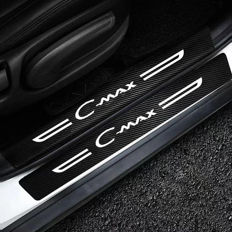 Car Door Threshold Sill Protective Stickers Anti Scratch For Ford C-MAX Logo Protective Film Waterproof Decals Car Accessories