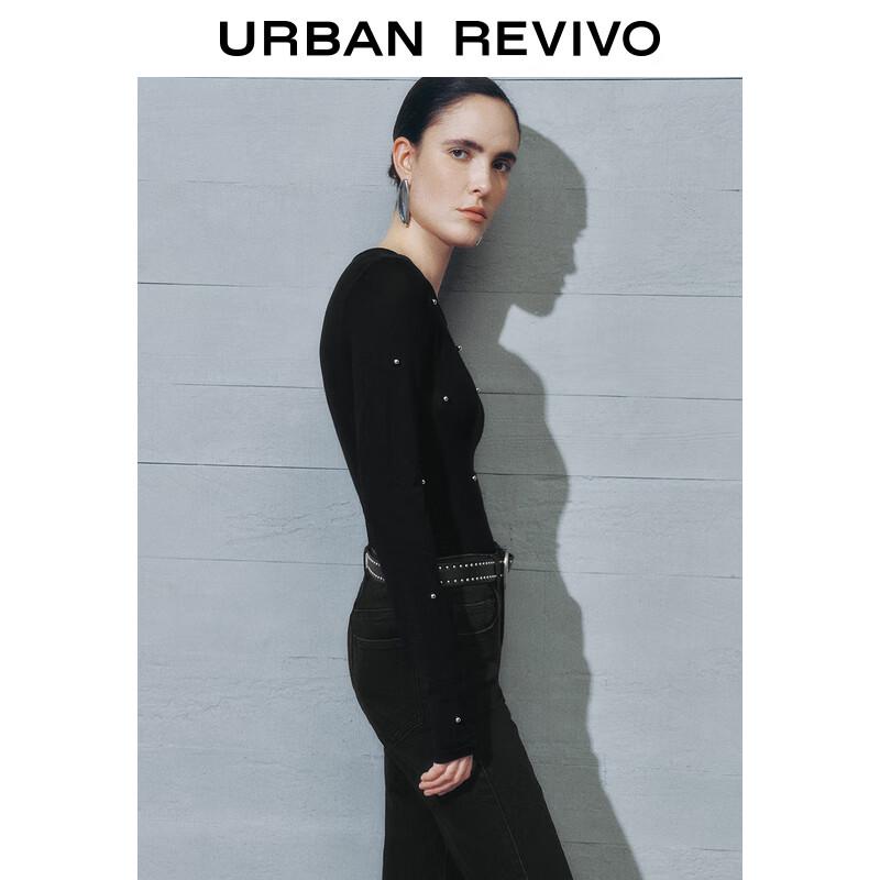 UR Women's Metal Studded Round Neck Knit Sweater