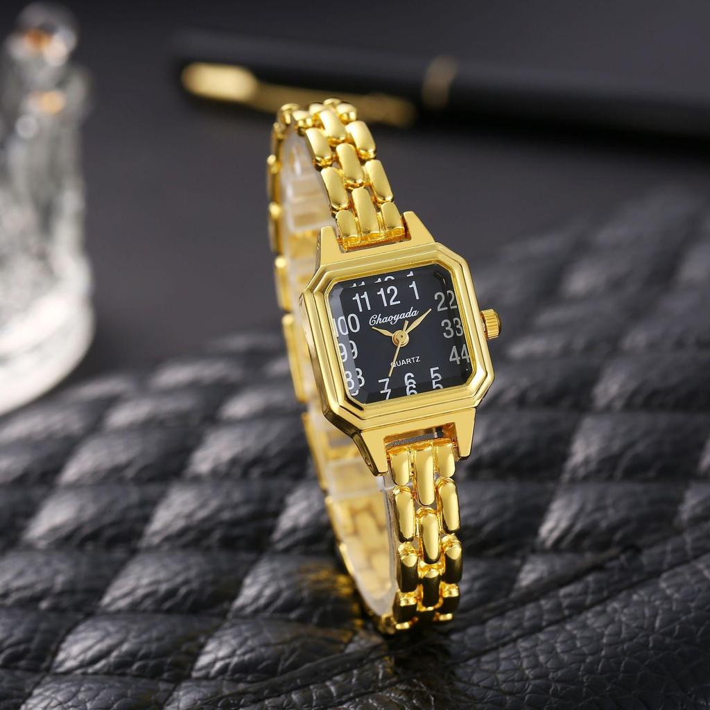 Luxus Damenuhren Golden Mode Lässig Quadratisches Kleines Zifferblatt Damenkleid Quarz Uhr Elegant Mädchen Armbanduhr