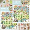 2PCS Meow Meow Camping Notes Sticker Nostalgia PET Cafe Landscape Student Art Picture Cafe Room Decor Community Dormitory