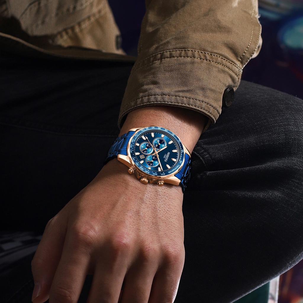 Fashion Men'S Casual Quartz Watch Waterproof Luminous Stainless Steel Watch