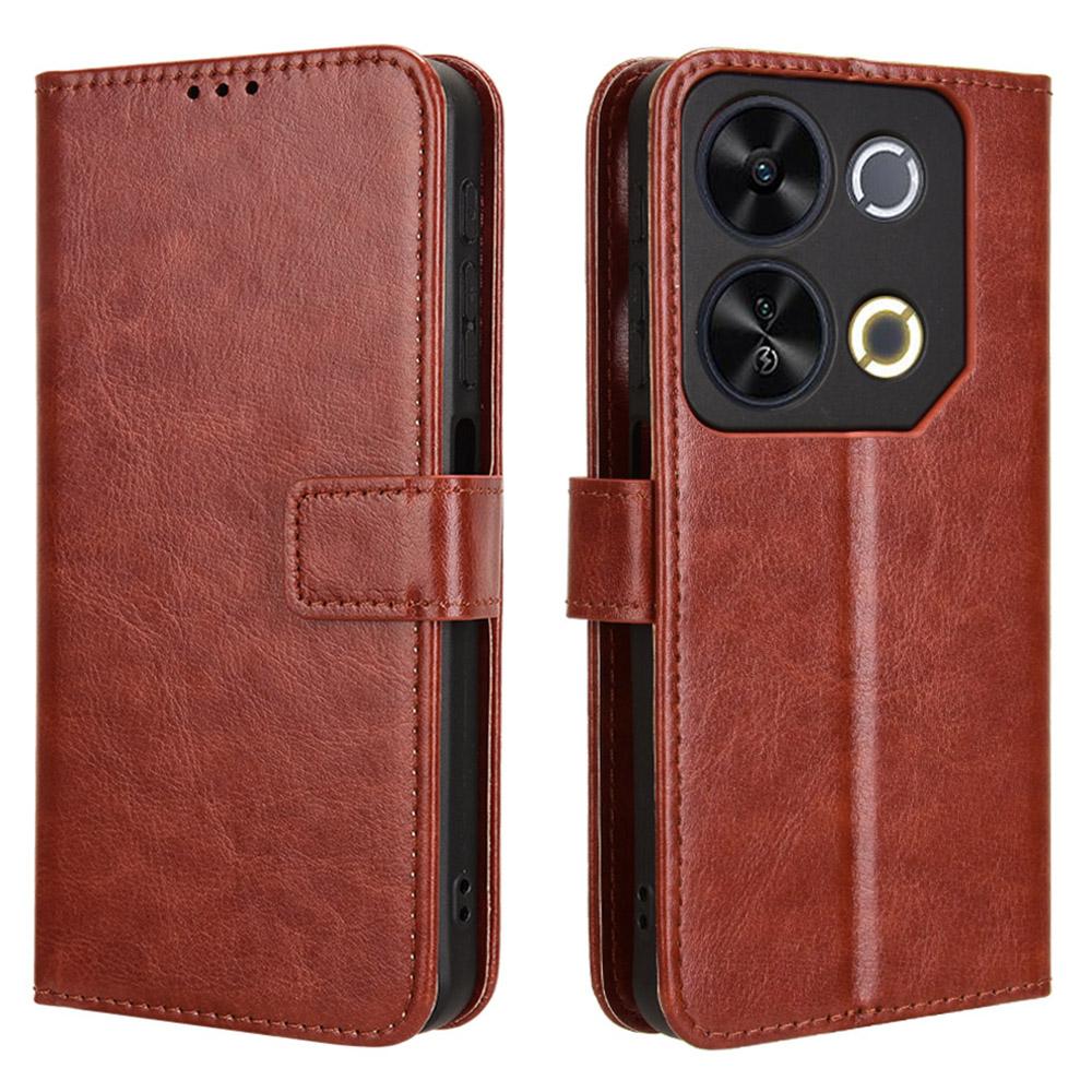 For itel P65 P671L Case Crazy Horse Texture PU Leather Phone Wallet Cover
