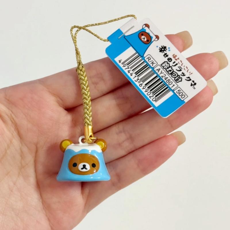 Mini Sanx Rilakkuma Keychain Kawaii Korilakkuma Jingle Bell Backpack Pendant Mount Fuji Cartoon Bear Decoration Bag Charm Gifts