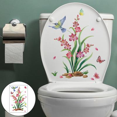 Adesivo da parete con fiori e uccelli, adesivo per rimozione autoadesiva senza tracce, decorazione per bagno e toilette