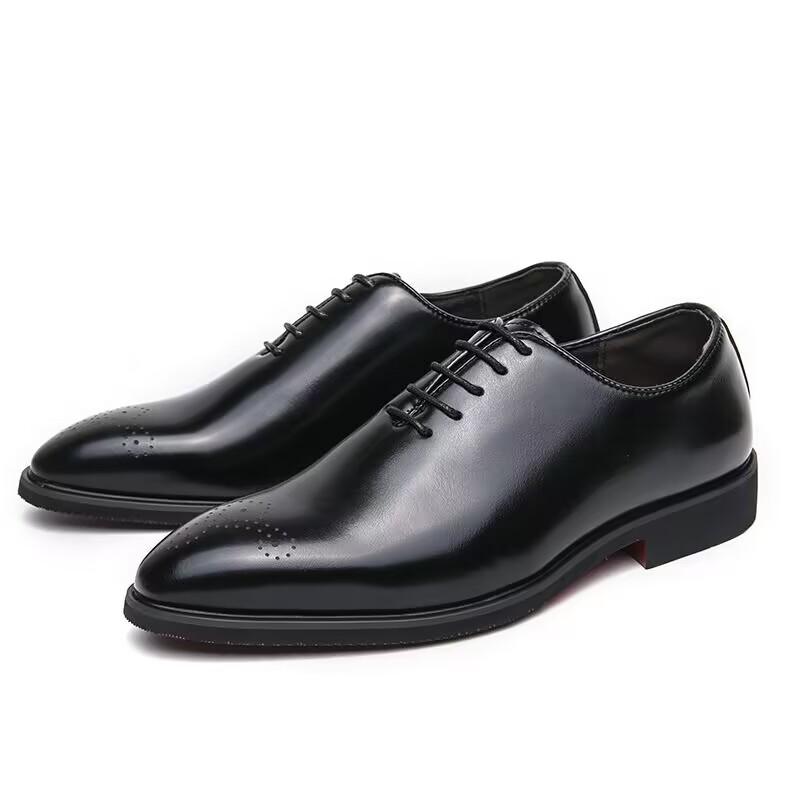 High End Brand Interview Office Business Shoes British Style Black Brogue Shoes Massage Soles Men's Wedding Square Toe Shoes