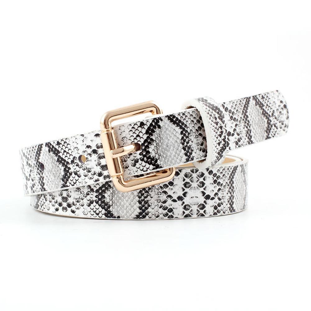 Women Fashion Retro Style All Match Snakeskin Printing Thin Waist Belt