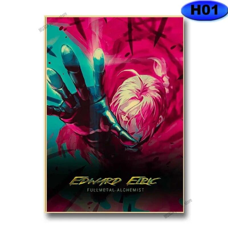 

Киберпанк аниме персонажи постеры ретро крафт-бумага Demon Slayer/Атака Титанов плакат аниме Декор домашняя комната настенная живопись 30x21cm
