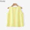 ZANZEA Canottiere Casual Estivi da Donna con Inserti in Pizzo, Scollo a U, Senza Maniche