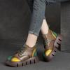 Fashion GKTINOO 2025 Autumn New Thick Sole Mixed Colors Retro Flat Platform Shoes Genuine Leather Versatile Lace Up Pumps Casual Shoes