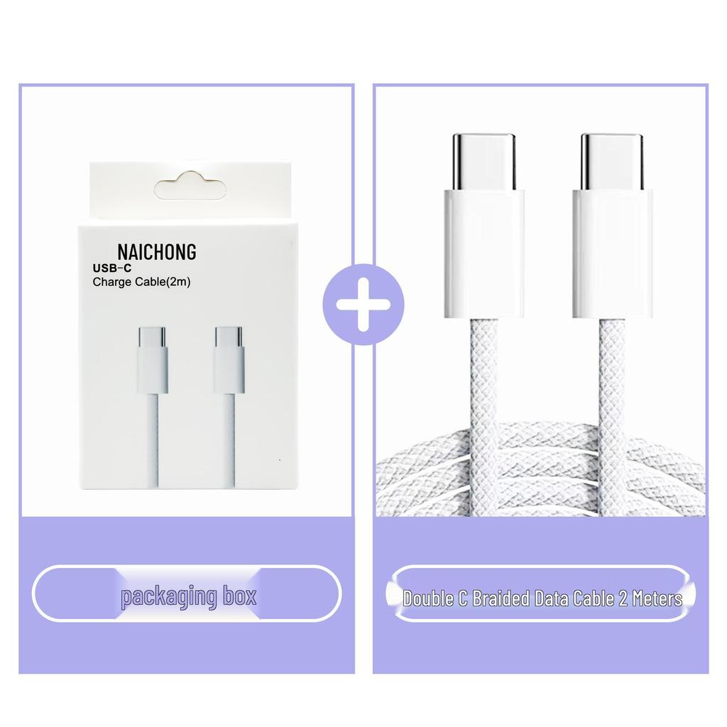 PD 30W Charger Head & Dual Type-C Braided Cable Fast Charging Set, Compatible with Apple 15, 3C Certified.