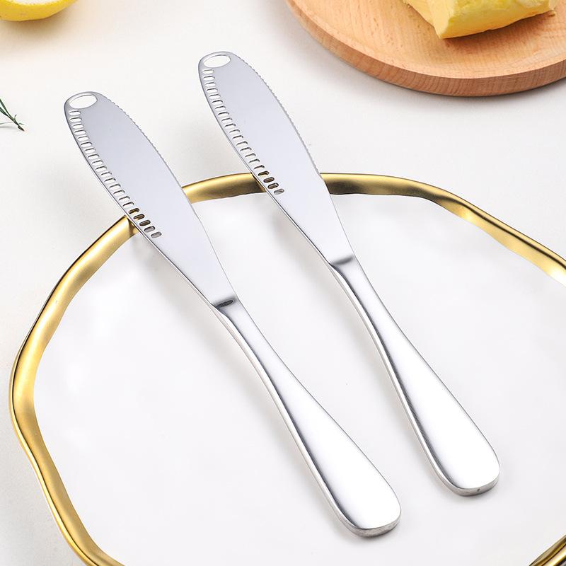 Stainless steel butter knife with hole 430 cheese spreader knife bread jam knife ins cheese scraper