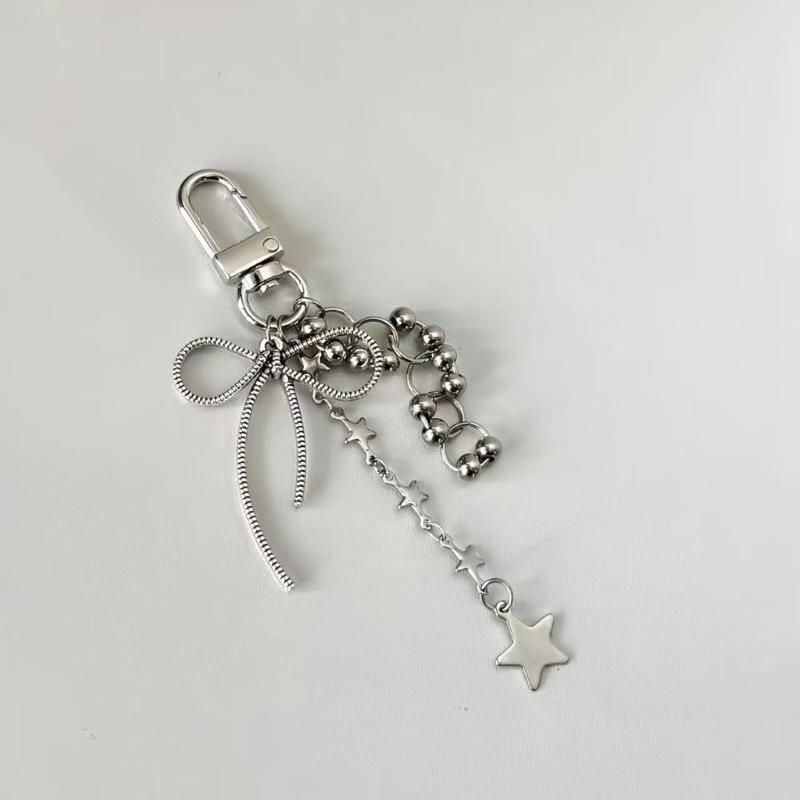 Star Bowknot Pendant Keychain Stylish Phone Chain Fashionable Keyring Bag Decoration Unique Gift for Women Girls