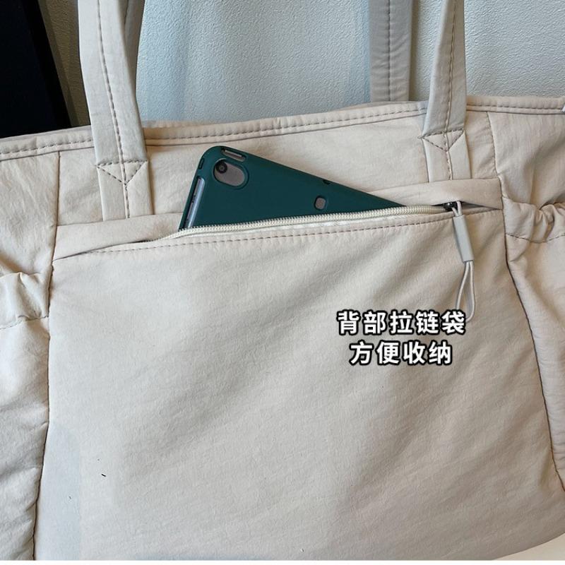 New high-value solid-color handbag tote bag women's casual simple and light commuting large-capacity messenger bag