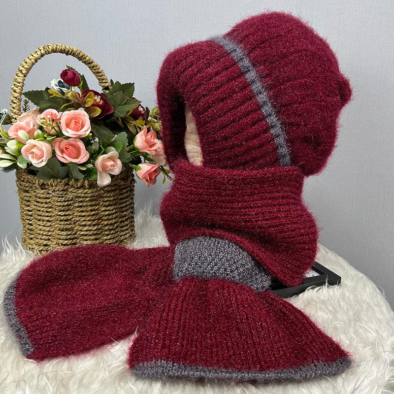 Fleece pletená sněžná čepice zimní teplá ochrana krku ochrana uší pokrývka hlavy čepice šála integrovaná čepice ženy