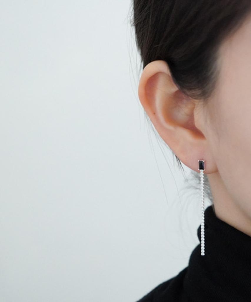 Alleun Silver 925 Cubic Tennis Chain Silver Earrings Long Drop