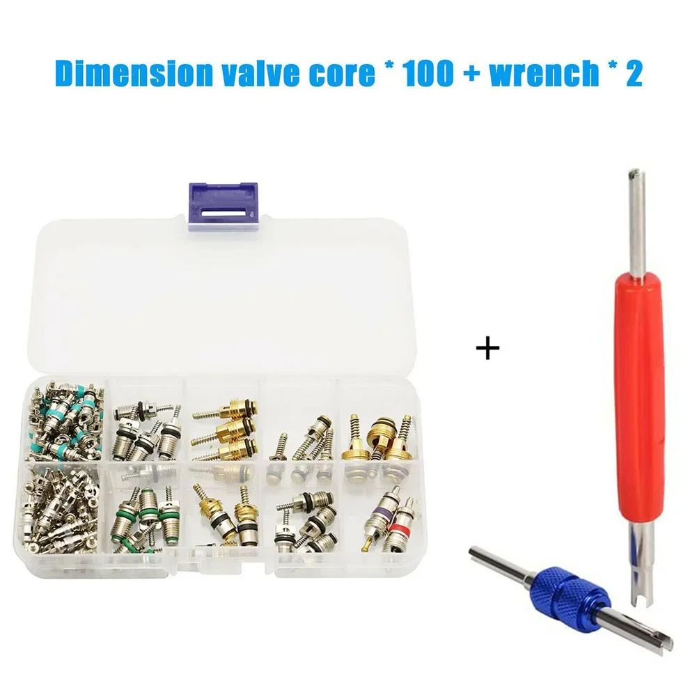 102 buc R134a Mașină A/C Aer Condiționat Kit Instrument Miezuri Supapă Potrivit Pentru Porturi Serviciu 1/4" 5/16" Pentru A Scoate Și Instala Miezul Supapei