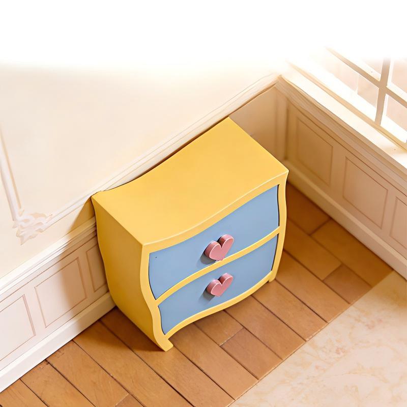 1 12 Scale Miniature Yellow Nightstand Bedroom Table for Dollhouse Furniture Scene Display