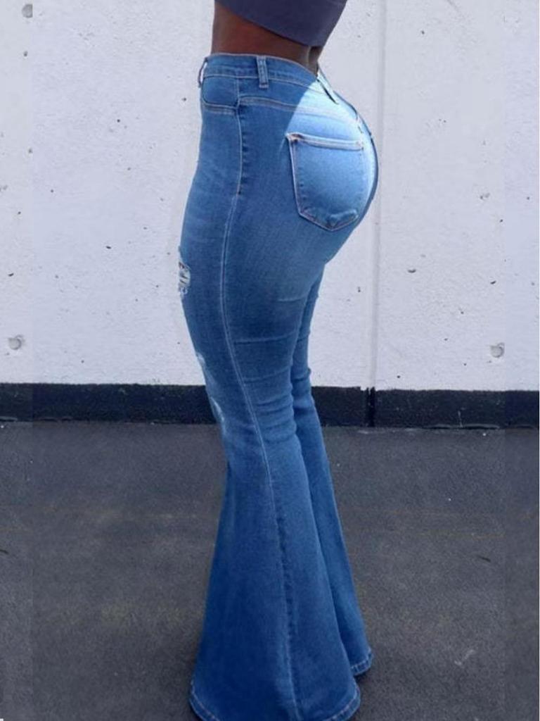 Women's High-Waisted Elastic Jeans: European and American Style, Plus Size Available