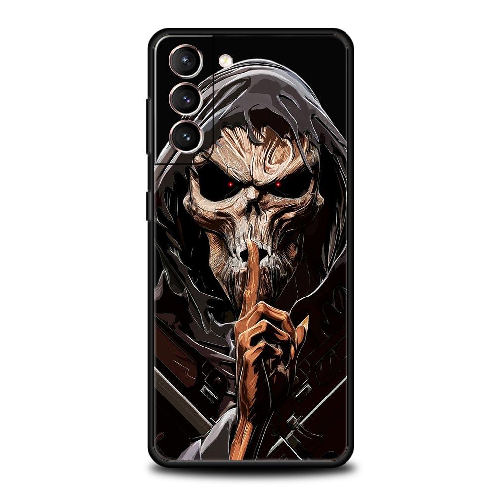 Skull Skeleton Grim Reaper Fashion Phone Case For Samsung Galaxy S24 S23 S22 S20 Ultra S21 FE 5G S10 S9 Plus S10E Silicone Cover