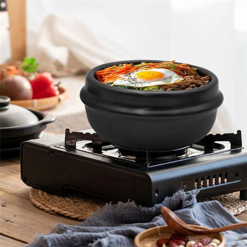 J1UL1N Korean Stone Bowl With Tray Clay Cooking Pot Soybean Paste Soup, Samgyetang