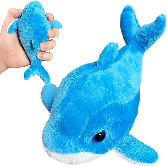 Shark Stuffed Animals (2 Pack) for Girls and Boys, Soft Sea Animals Shark Plush Toys Keychains, Cute Swordfish Stuffed Animals for Teens and Kids Dolphin - Blue
