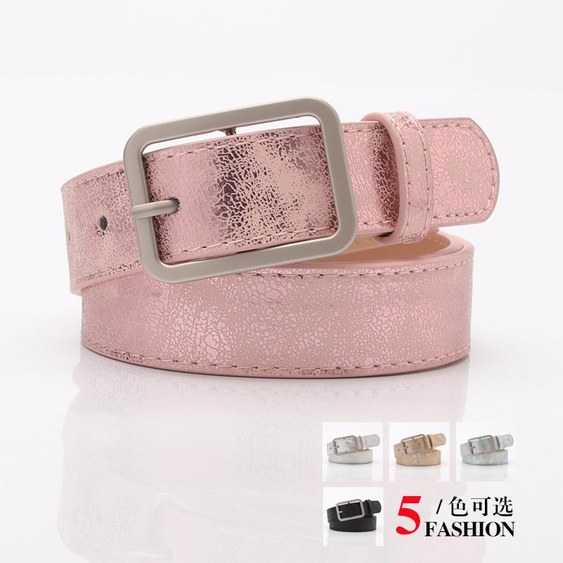 Ladies Belt, Shiny Pu Alloy Buckle Belt, Jeans Decorative Belt Student
