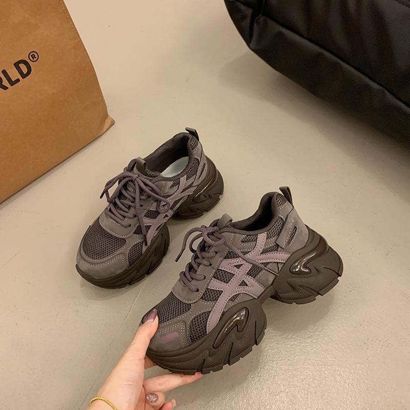 

Autumn trend rhinestone thick-soled comfortable versatile dad shoes which 2025 new mesh breathable sports and leisure shoes 40 серый