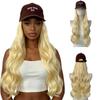 Long Wavy Wig With Hat Synthetic Hair Women Heat Resistant No Bangs Fashion Style