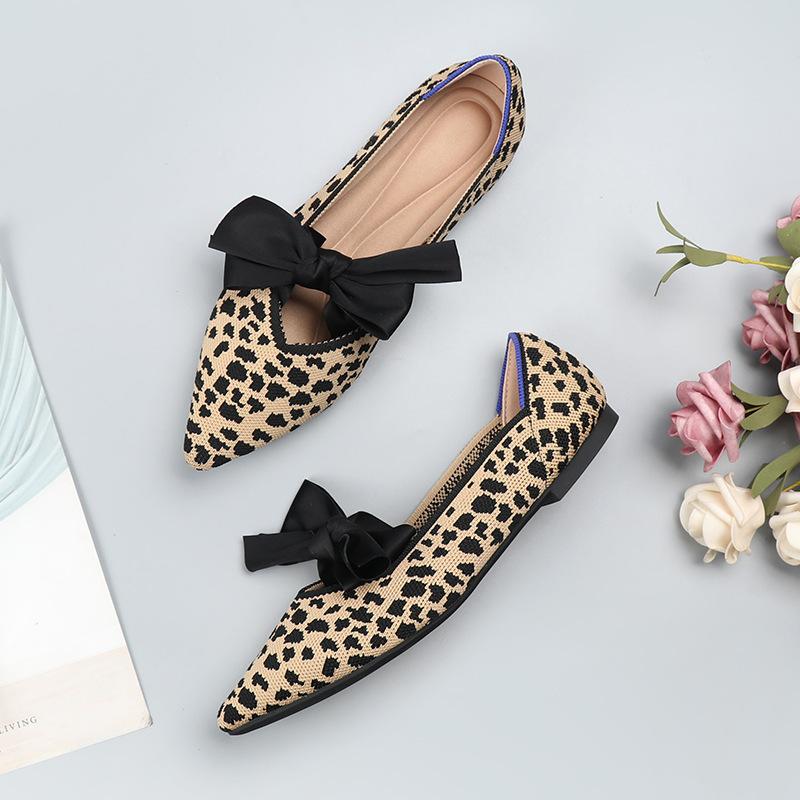 

New spring and autumn flying woven single shoes Doudou woven flat wool women s ladyshoes 34 леопард друку кольору