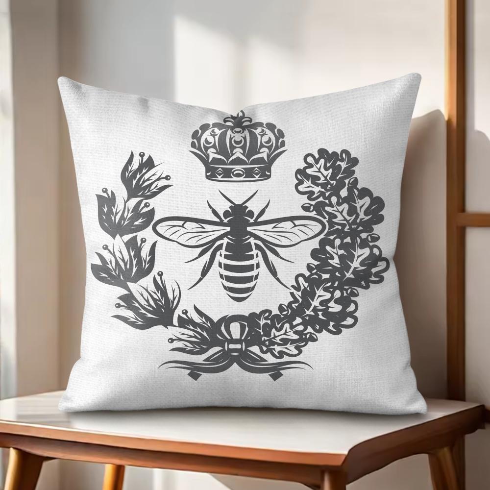Bee Art Botanical Cushion Cover Natural Linen Organic Fabric DoubleSided Printing Couch Pillow Covers Home Decor