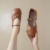 French fairy style small leather shoes female word with flat bottom versatile shallow mouth soft bottom round head Mary Jane women's shoes Doudou shoe