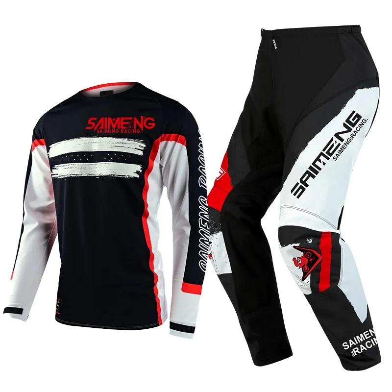 TAILLE 20 22 24 26 28 saimeng ensemble d'équipement pour enfants enduro motocross maillot pantalon mx kits moto VTT Course Off Road pour jeunes combinaison