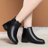 Autumn and Winter Soft Leather Non-slip Short Boots Female Mother Shoes Low Heel Thick Heel Velvet Thermal Cotton Boots Middle-aged Large Size Women