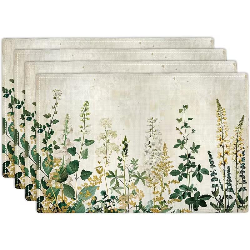 4/6/8Pcs Watercolor Daisy Placemats Premium Linen Table Mat Ideal for Household Dining Space Daily Practical Ornament