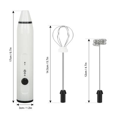 Electric Handheld Egg Whisk Milk Frother Foam Maker USB Rechargeable Mixer with 2 Stainless Steel