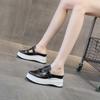 Fashion 7.5CM Patent Genuine Leather Platform Summer Hollow Weaving Breathable Pumps 2025 Spring Chunky Heels Mary Jane Slipper Shoes